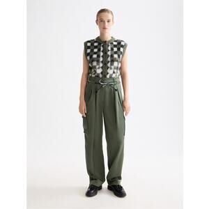 Scotch And Soda Faye High-Rise Tapered Leg Satin Cargo Pant Women's Large NEW